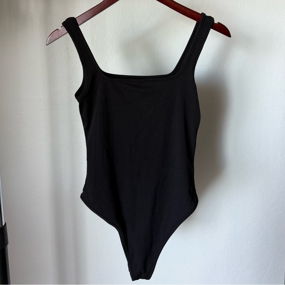 Black Square Neck Bodysuit